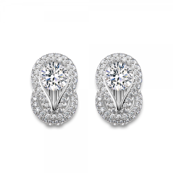 Solitaire Pavè Stud Earrings