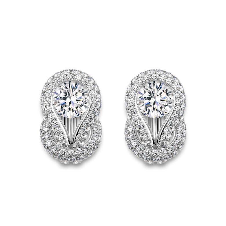 Solitaire Pavè Stud Earrings