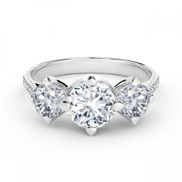 Three Diamonds Pavé Ring