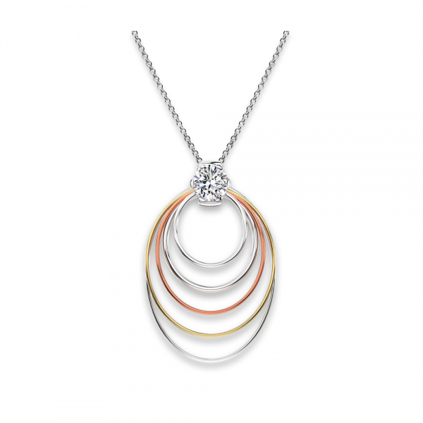 Solitaire Long Circle Pendant