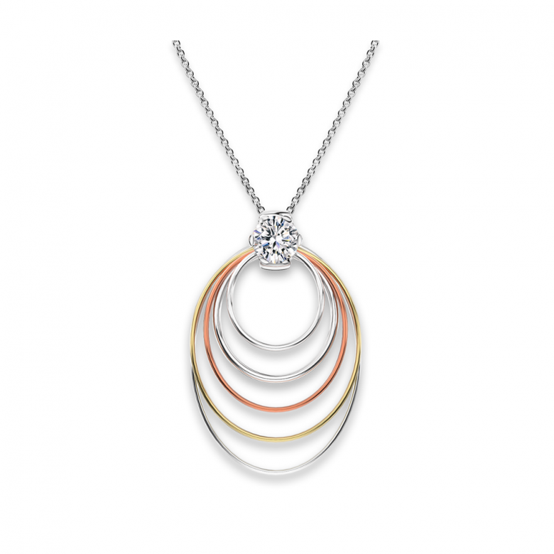 Solitaire Long Circle Pendant