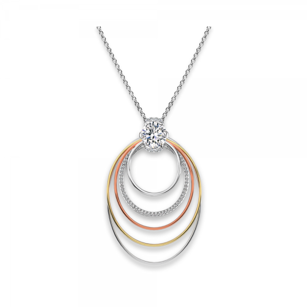 Solitaire Pavé Long Circle Pendant