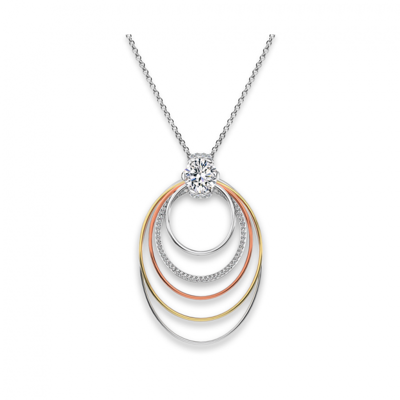 Solitaire Pavé Long Circle Pendant