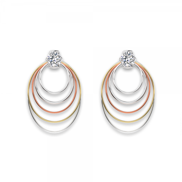 Solitaire Long Circle Earrings